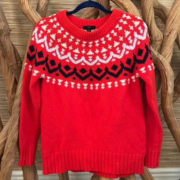 J. Crew wool red warm sweater apre ski sweater size xs - Picture 2 of 4